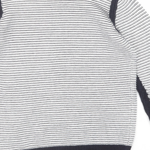 Dorothy Perkins Womens Black Round Neck Striped Cotton Pullover Jumper Size 8