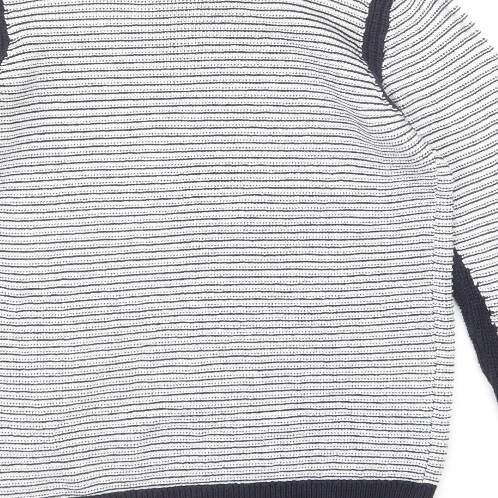 Dorothy Perkins Womens Black Round Neck Striped Cotton Pullover Jumper Size 8