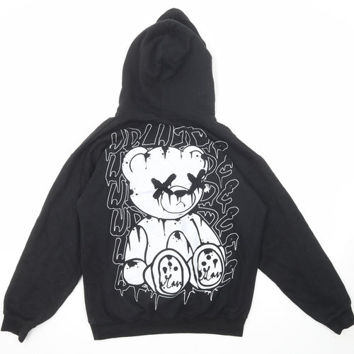 Boohoo Mens Black Cotton Pullover Hoodie Size S - Bear