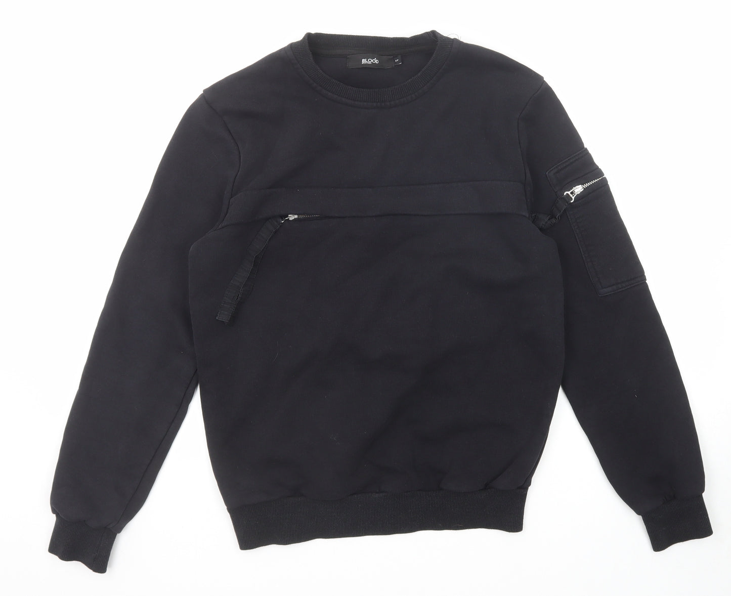 Blood Brother Mens Black Cotton Pullover Sweatshirt Size S