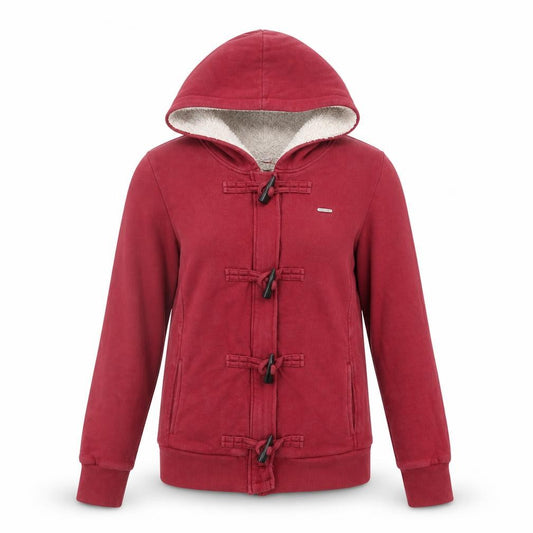 Front view of Element women’s red cotton jacket, size M, zip