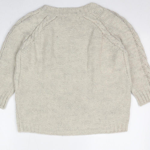 Zara Womens Beige Round Neck Acrylic Pullover Jumper Size M