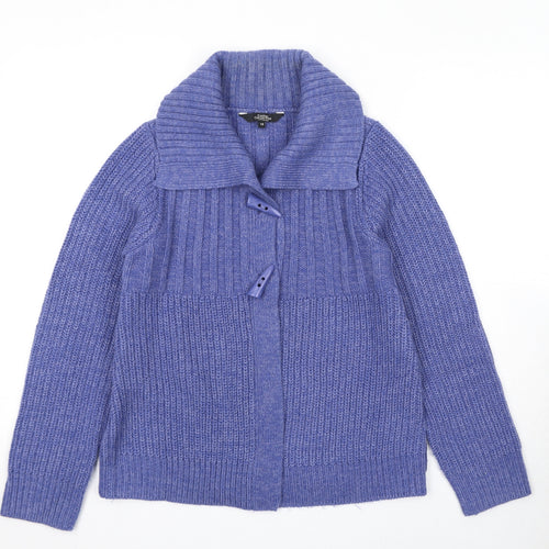 Debenhams Womens Blue Collared Acrylic Cardigan Jumper Size 10