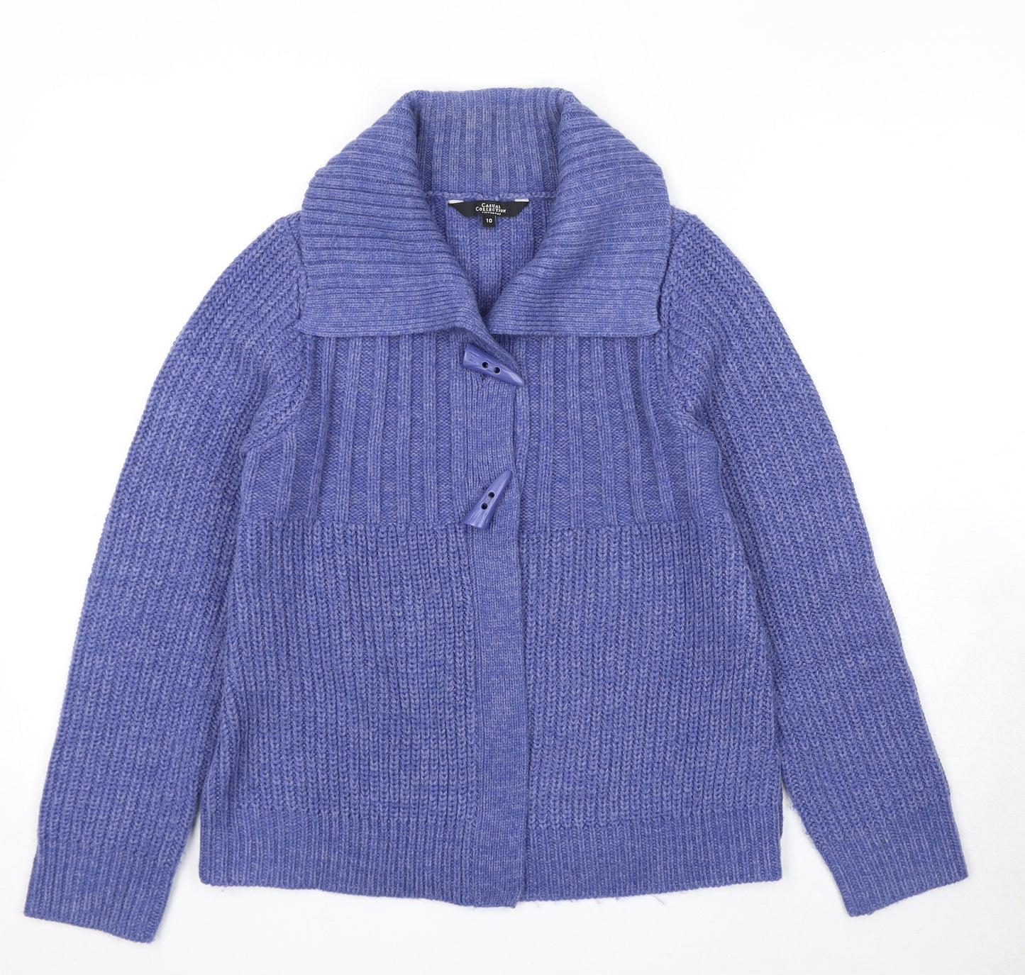 Debenhams Womens Blue Collared Acrylic Cardigan Jumper Size 10