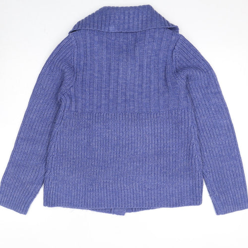 Debenhams Womens Blue Collared Acrylic Cardigan Jumper Size 10