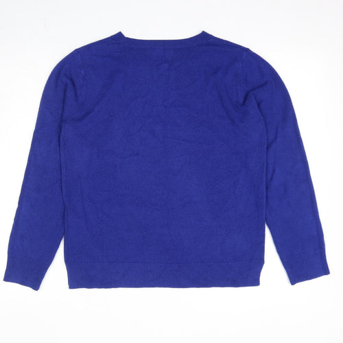 Marks and Spencer Womens Blue Round Neck Acrylic Pullover Jumper Size 12