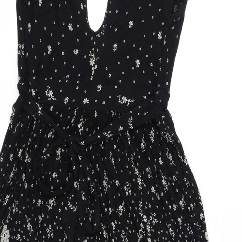 Miss Selfridge Womens Black Geometric Polyester A-Line Size 10 Round Neck Pullover - Open Back