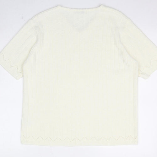 Berkertex Womens Beige V-Neck Acrylic Pullover Jumper Size 14 Pullover - Size 14-16