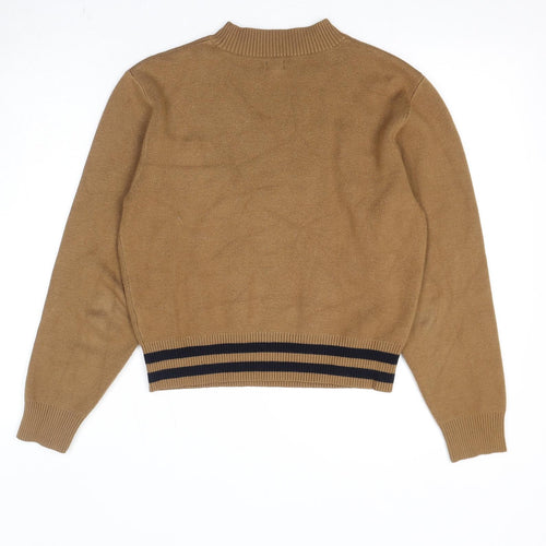 River Island Womens Brown Mock Neck Viscose Pullover Jumper Size 12 - Heart
