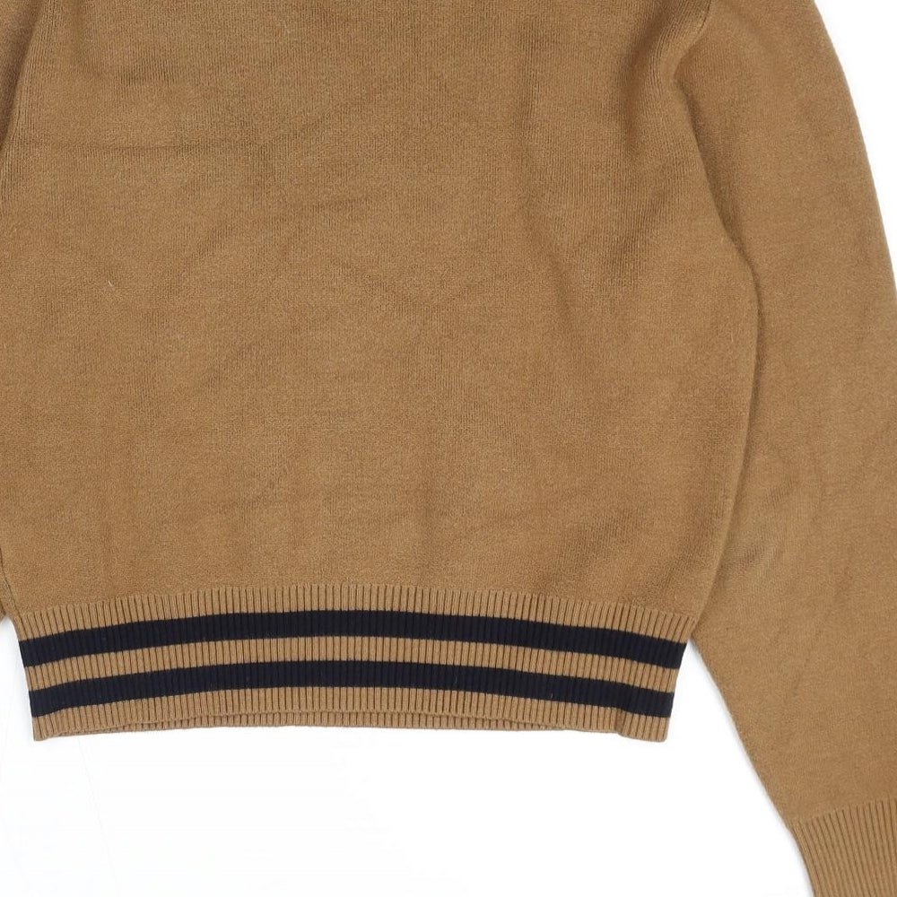 River Island Womens Brown Mock Neck Viscose Pullover Jumper Size 12 - Heart