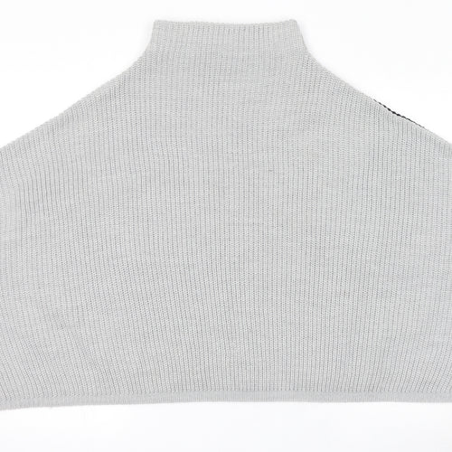 PRETTYLITTLETHING Womens Grey High Neck Acrylic Pullover Jumper Size XL