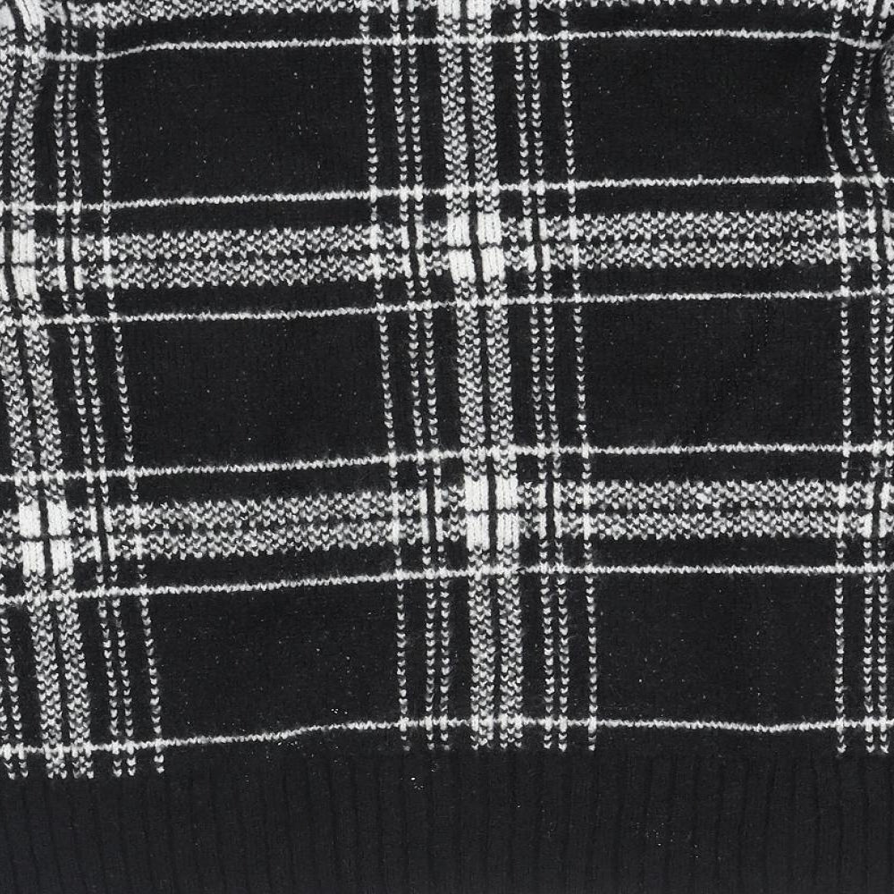 Marks and Spencer Womens Black Round Neck Plaid Acrylic Pullover Jumper Size M