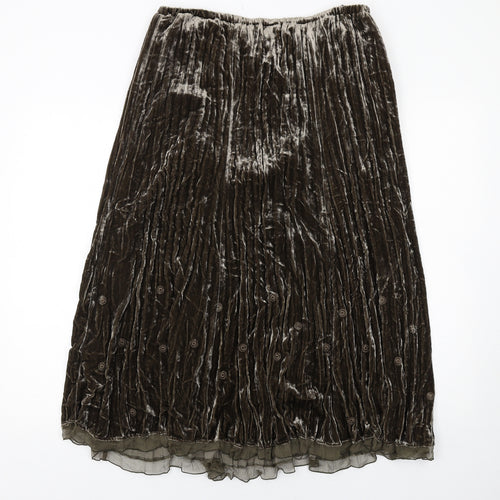 Basler Womens Green Viscose Pleated Skirt Size 16
