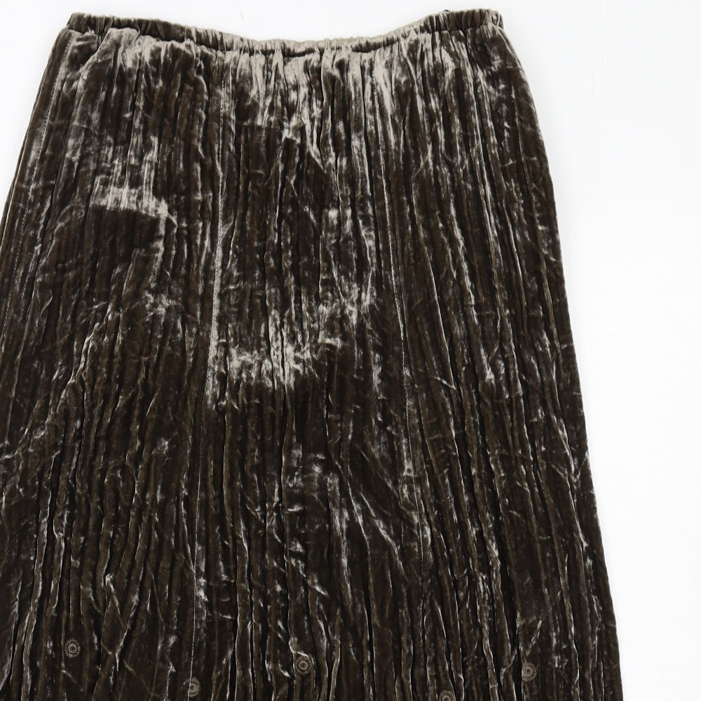 Basler Womens Green Viscose Pleated Skirt Size 16