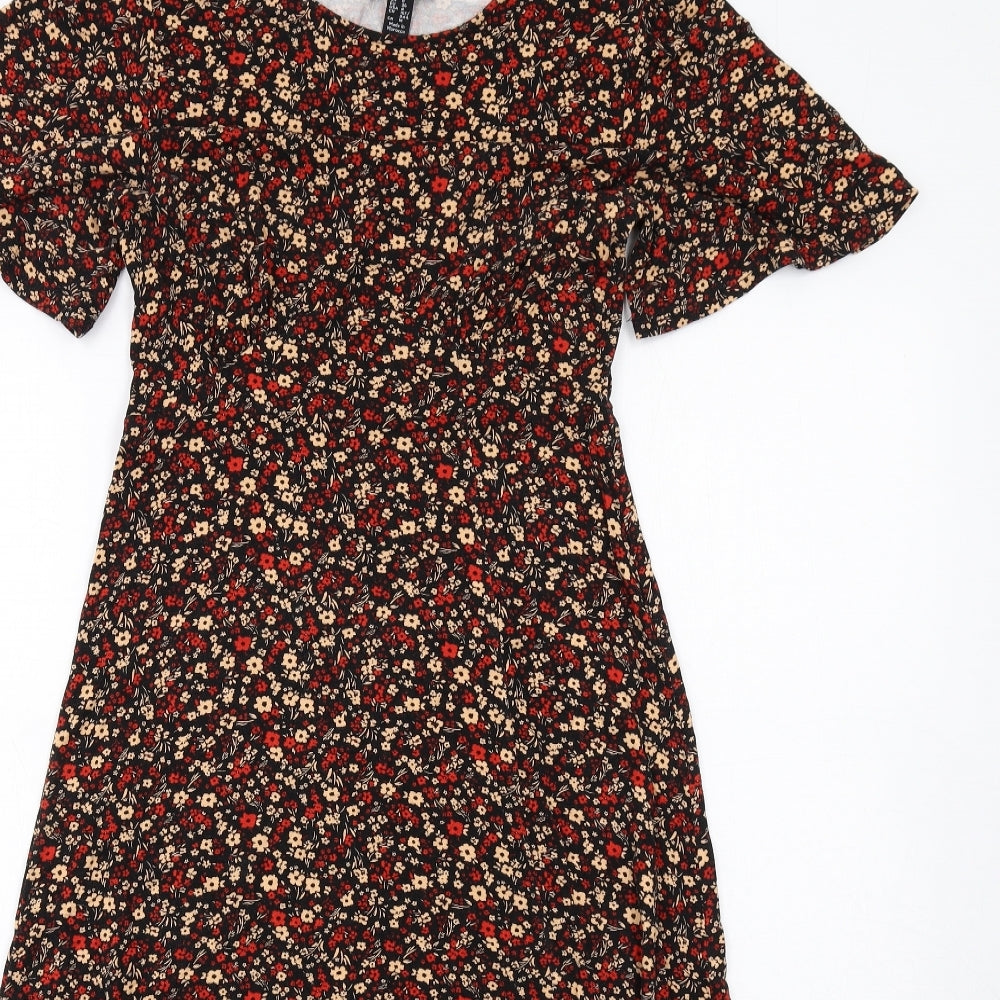 New Look Womens Multicoloured Floral Viscose A-Line Size 8 Boat Neck Pullover