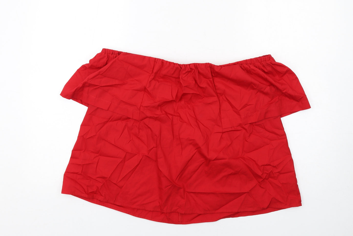 Topshop Womens Red Cotton Basic Blouse Size 10 Off the Shoulder