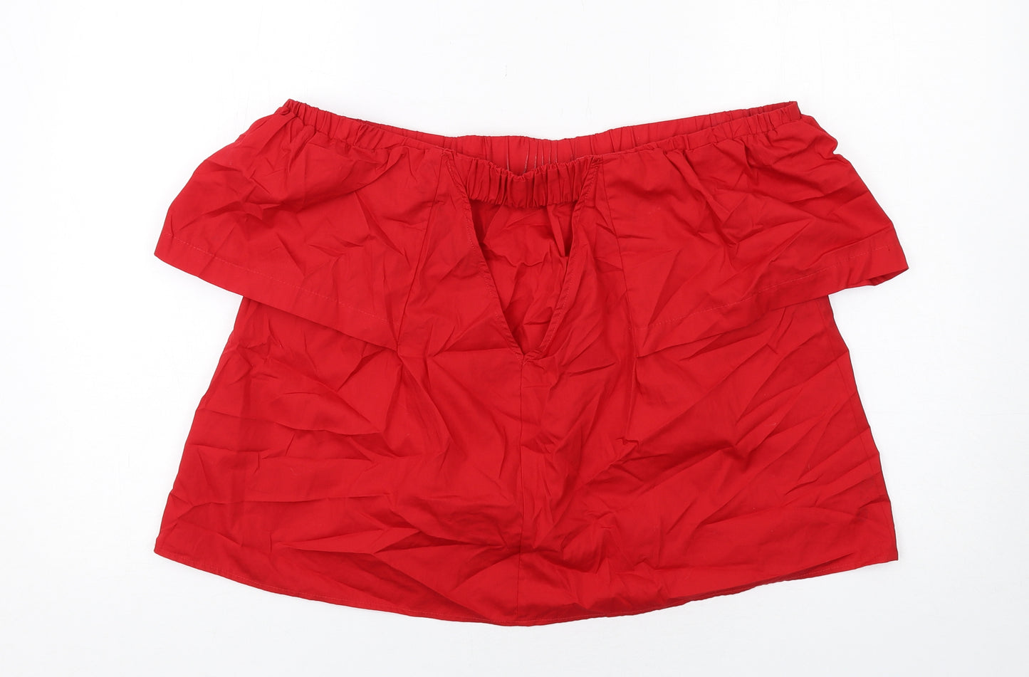 Topshop Womens Red Cotton Basic Blouse Size 10 Off the Shoulder