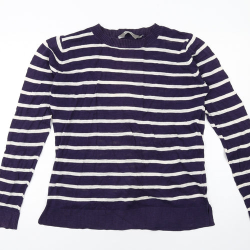 Mountain Warehouse Womens Blue Round Neck Striped Cotton Pullover Jumper Size 16