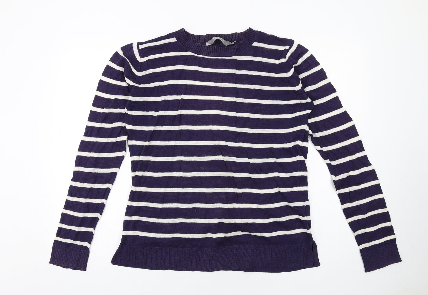 Mountain Warehouse Womens Blue Round Neck Striped Cotton Pullover Jumper Size 16