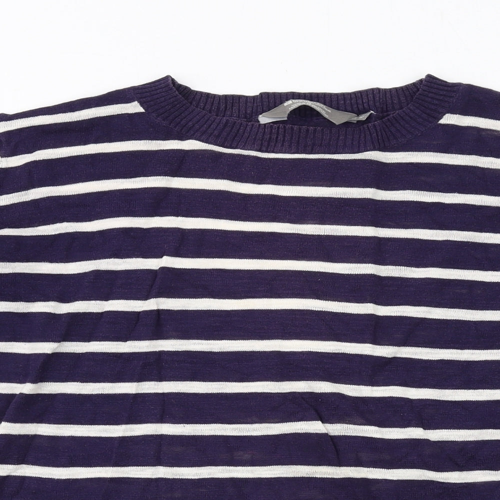 Mountain Warehouse Womens Blue Round Neck Striped Cotton Pullover Jumper Size 16