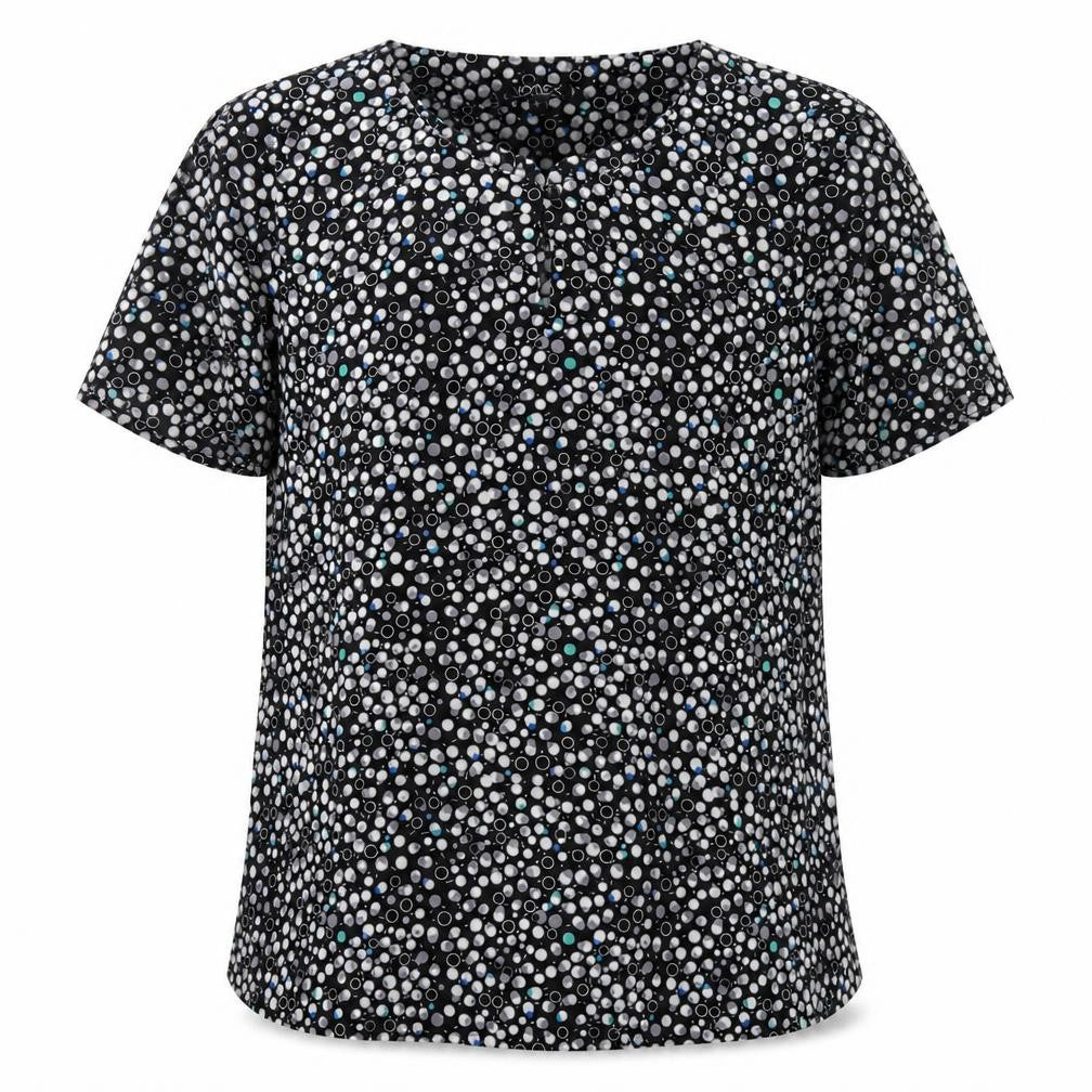 Vortex Womens Black Geometric Polyester Basic T-Shirt Size 12 Round Neck