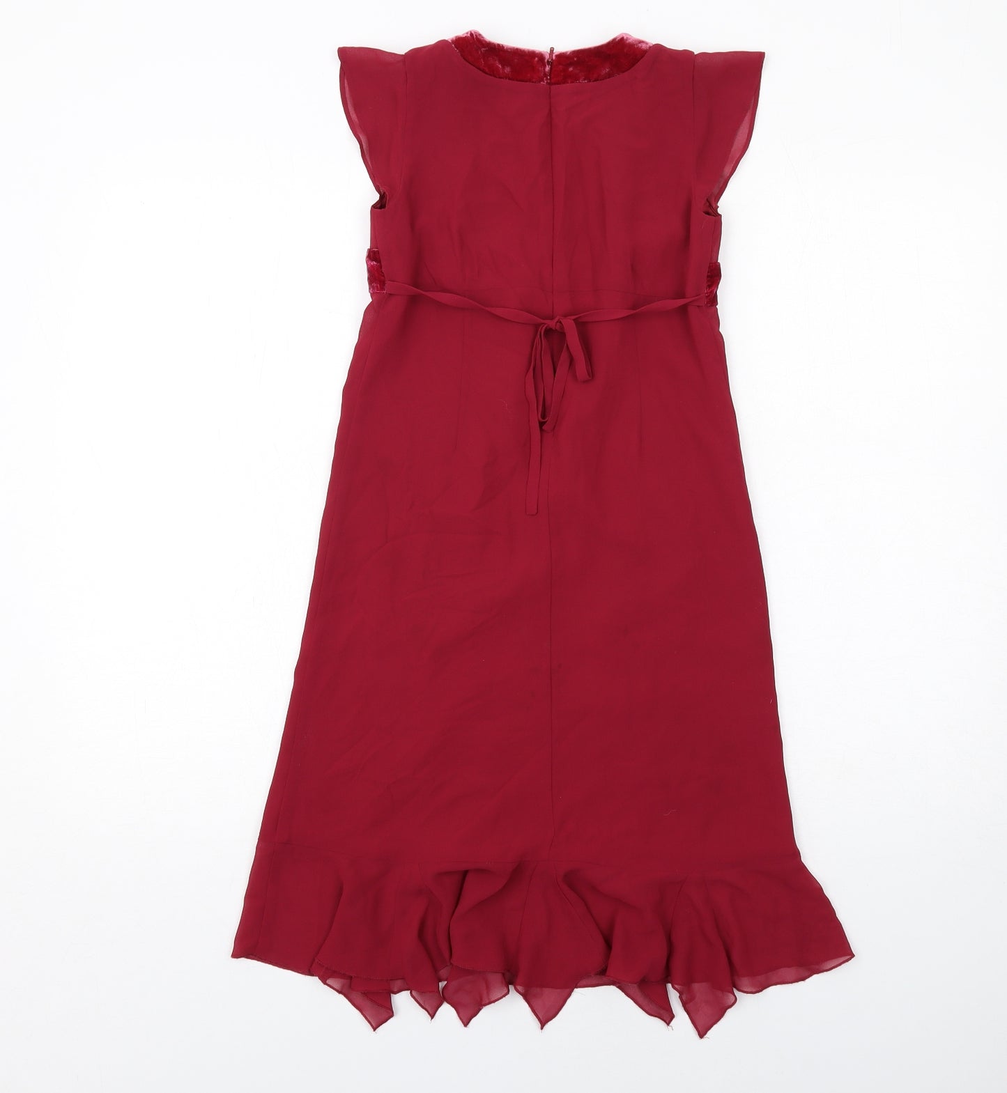 Marks and Spencer Girls Red Polyester A-Line Size 9 Years V-Neck Zip