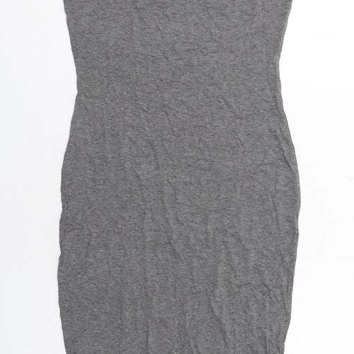 New Look Womens Grey Viscose Shift Size 12 Round Neck Pullover - Chain Detail on Neckline