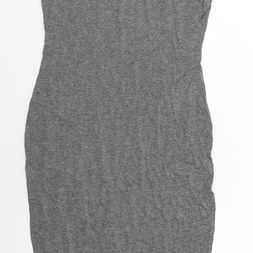 New Look Womens Grey Viscose Shift Size 12 Round Neck Pullover - Chain Detail on Neckline