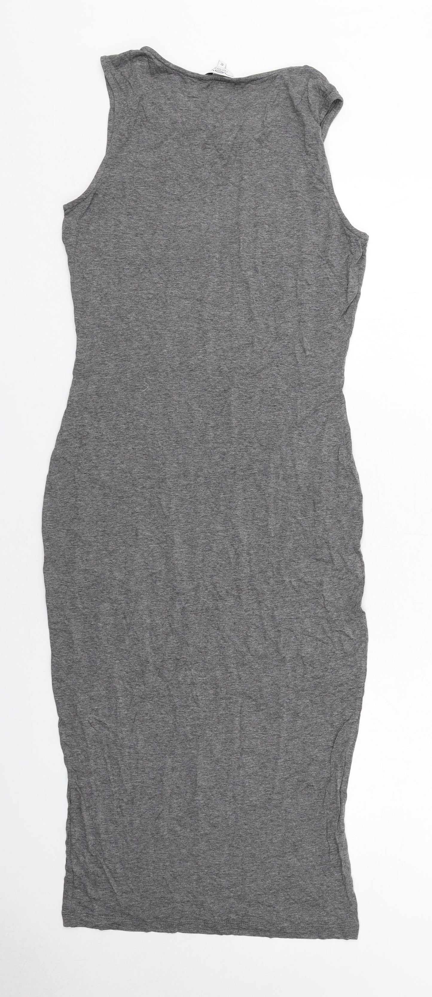 New Look Womens Grey Viscose Shift Size 12 Round Neck Pullover - Chain Detail on Neckline