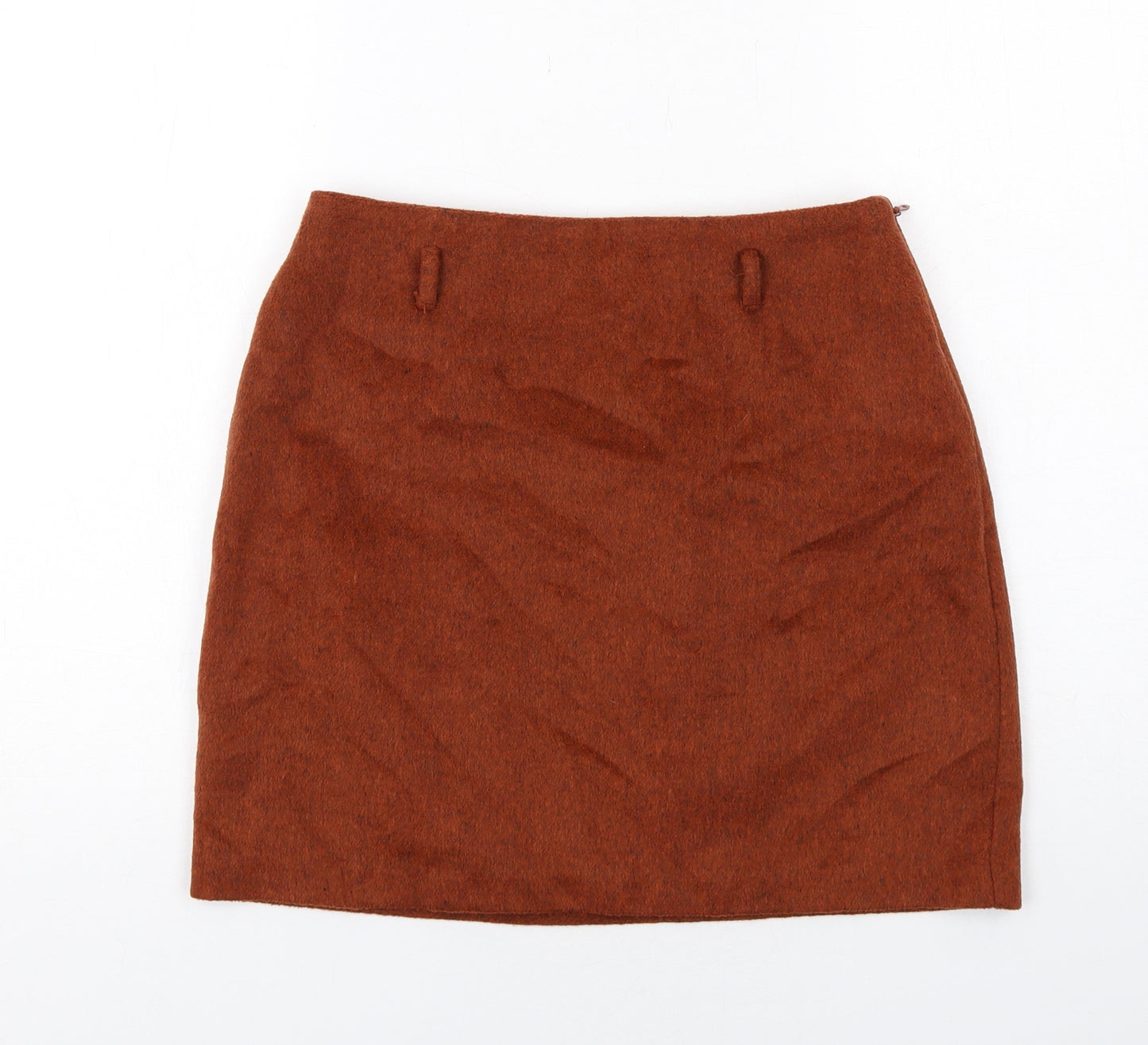 New Look Womens Orange Polyester A-Line Skirt Size 10 Zip