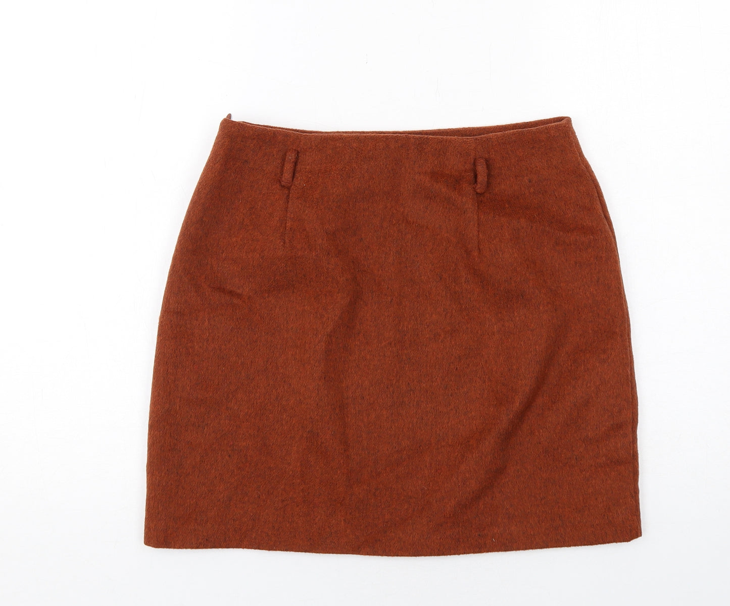 New Look Womens Orange Polyester A-Line Skirt Size 10 Zip