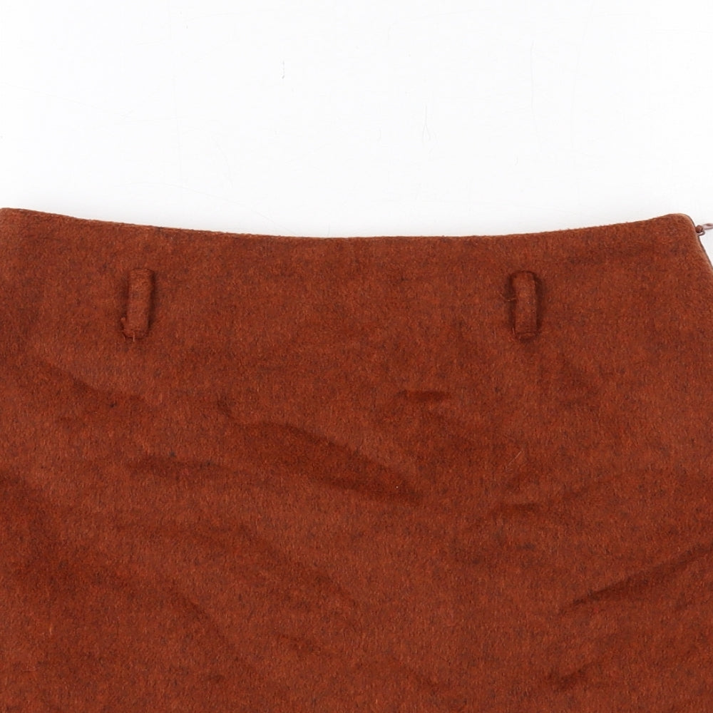 New Look Womens Orange Polyester A-Line Skirt Size 10 Zip
