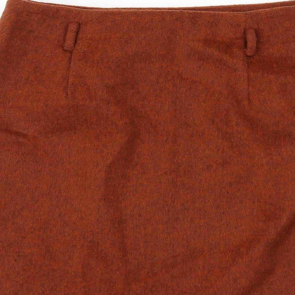 New Look Womens Orange Polyester A-Line Skirt Size 10 Zip