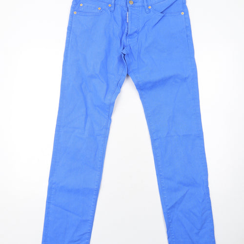 Dsquared2 Womens Blue Cotton Straight Jeans Size 32 in Regular Button