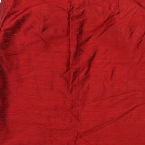 Monsoon Womens Red Silk Straight & Pencil Skirt Size 16 Zip