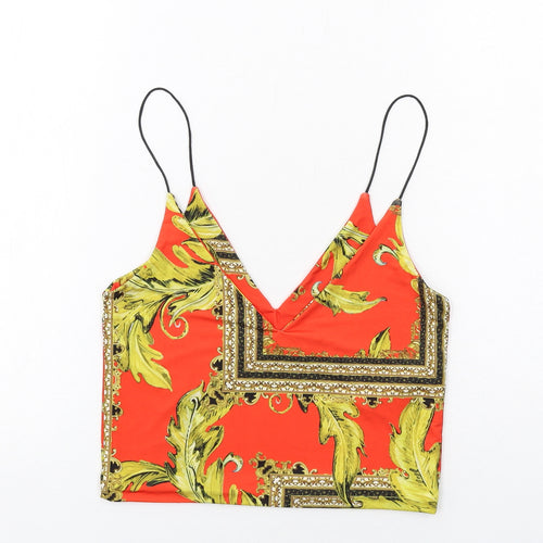 Urban renewal Womens Red Geometric Polyester Cropped Tank Size S V-Neck