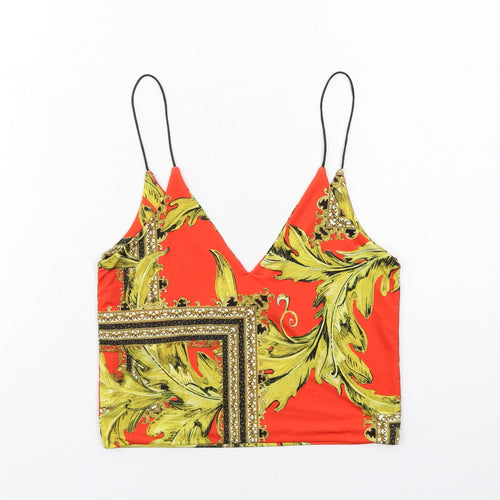 Urban renewal Womens Red Geometric Polyester Cropped Tank Size S V-Neck