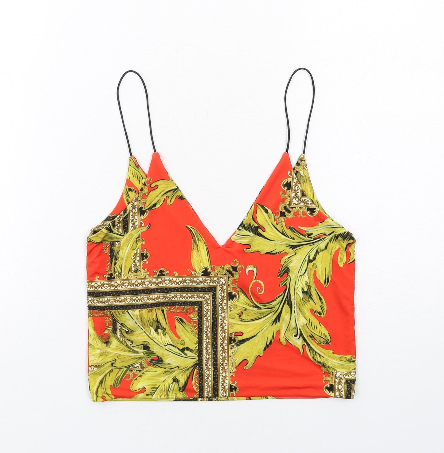 Urban renewal Womens Red Geometric Polyester Cropped Tank Size S V-Neck