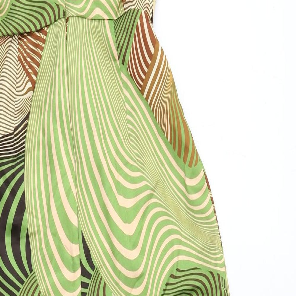 PRETTYLITTLETHING Womens Green Geometric Polyester Jumpsuit One-Piece Size 10 Zip