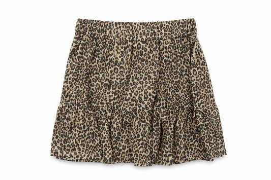 Front view of Nasty Gal women’s brown animal print polyester tutu skirt, size UK 6, - leopard pattern