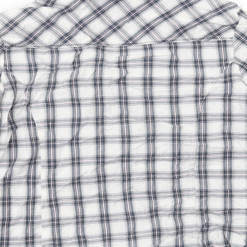 New Look Womens White Plaid Cotton Basic Button-Up Size 12 Collared
