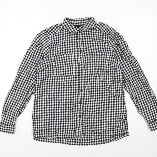 New Look Womens Black Plaid Cotton Basic Button-Up Size 10 Collared
