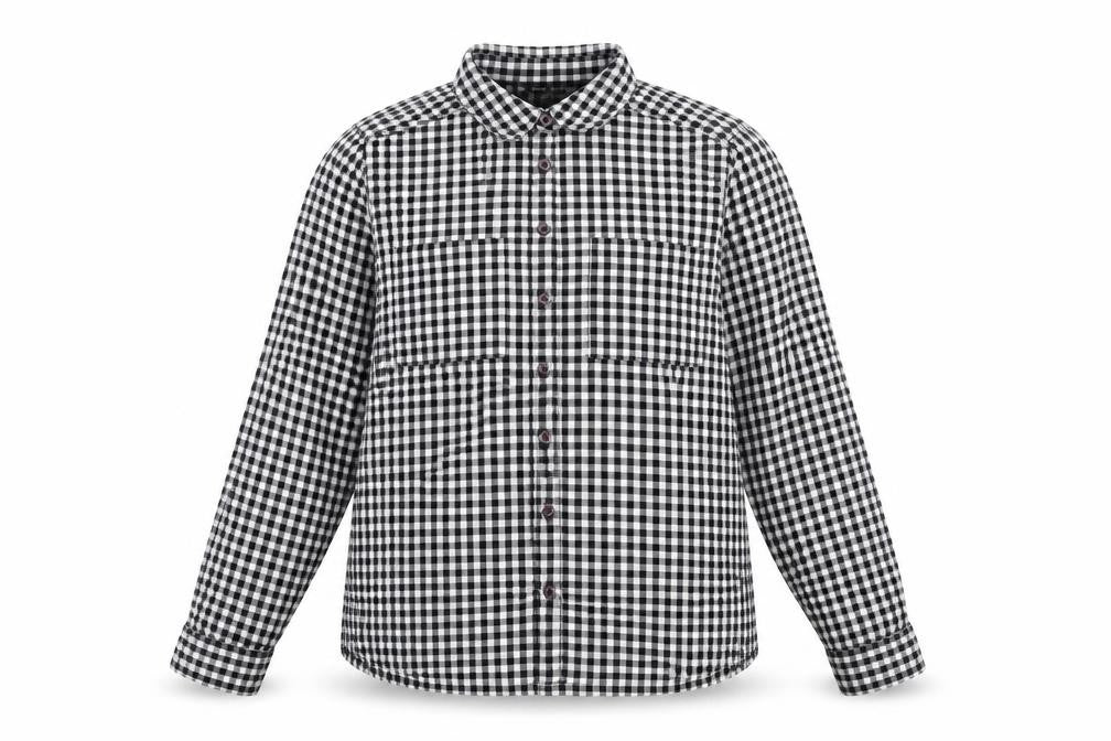 Front view of New Look women’s black plaid cotton basic button-up, size UK 10, collared