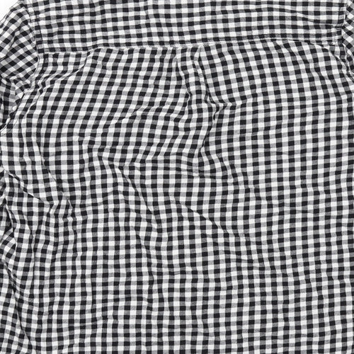 New Look Womens Black Plaid Cotton Basic Button-Up Size 10 Collared