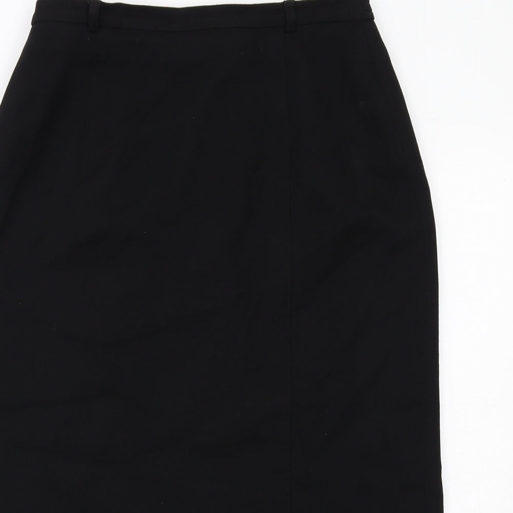 Viyella Womens Black Wool Straight & Pencil Skirt Size 10 Zip