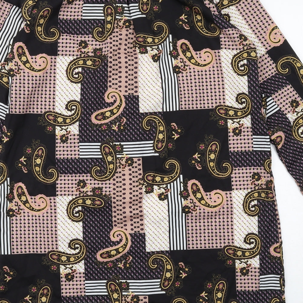 Boohoo Womens Multicoloured Geometric Polyester Shirt Dress Size 10 Collared Button