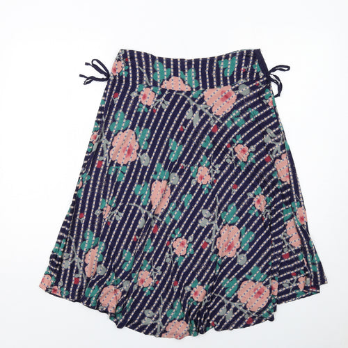 White Stuff Womens Blue Floral Viscose Swing Skirt Size 10