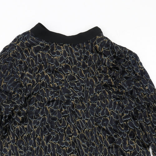 Per Una Womens Black Geometric Viscose Basic Blouse Size 10 Round Neck