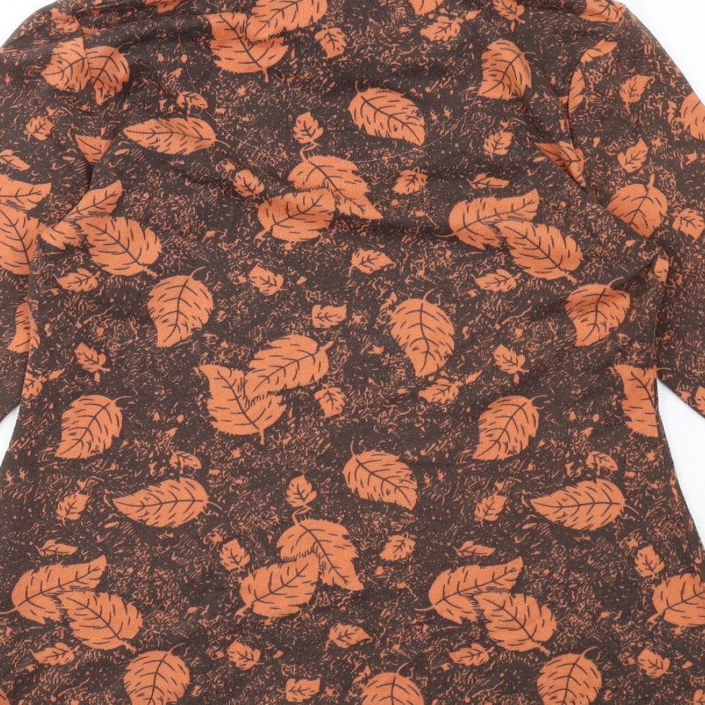 TIGI Womens Orange Geometric Polyester Tunic Blouse Size 10 Roll Neck - Asymmetric Hem