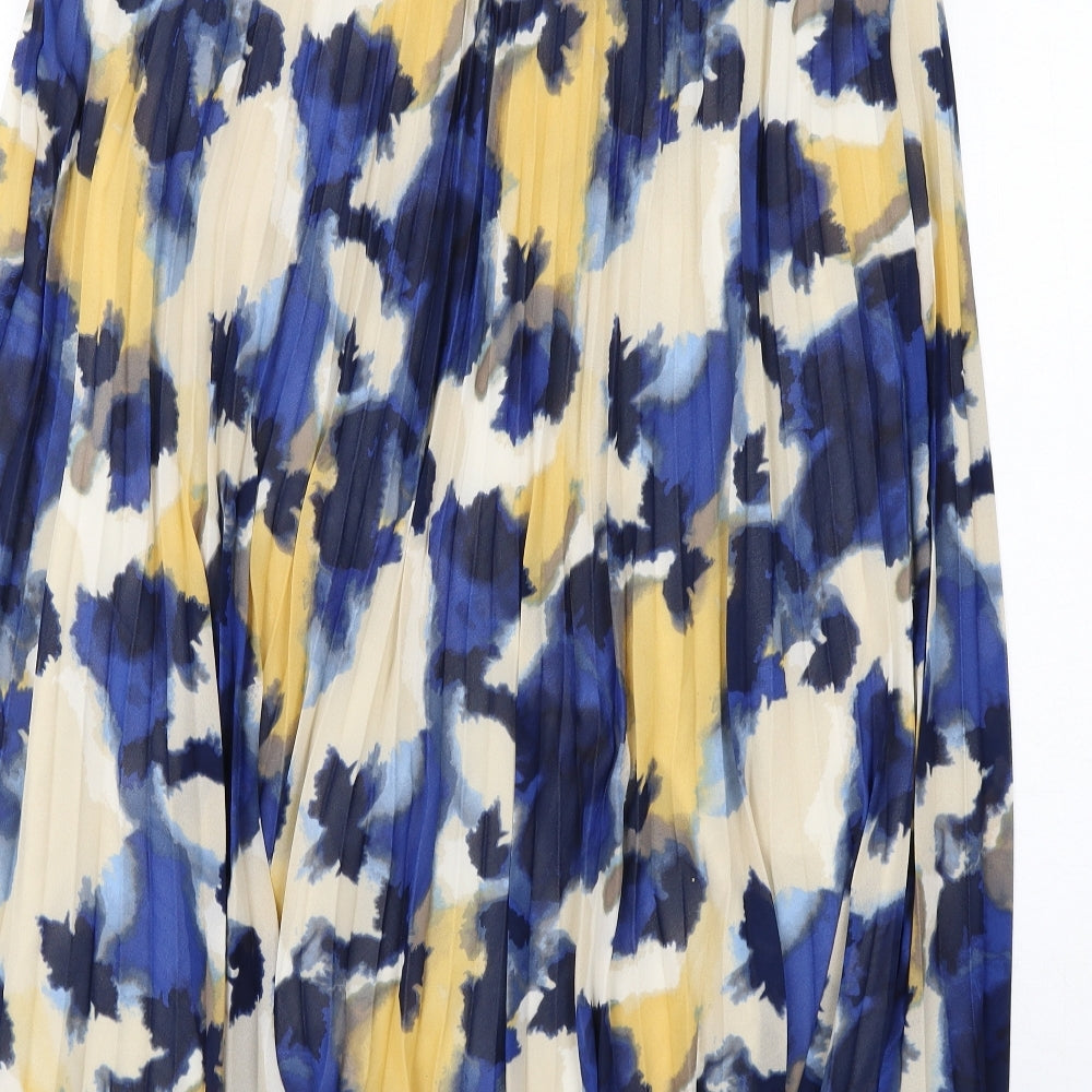 Marks and Spencer Womens Multicoloured Geometric Polyester Pleated Skirt Size 16